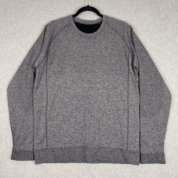 Lululemon Sweater Mens L Engineered Warmth Long Sleeve Crew in Black / White - Picture 1 of 6